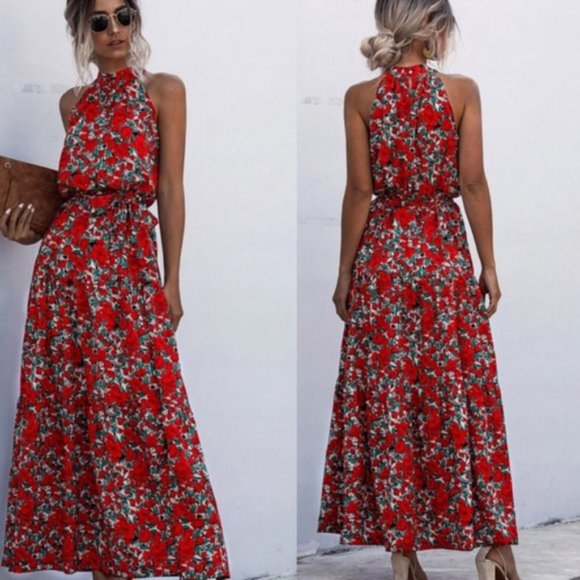 💥💥 ELEGANT BARE SHOULDER FLORAL MAXI DRESS - Picture 2 of 4